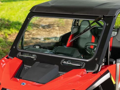 الزجاج الأمامي SuperAtv لـ 2024+ Polaris RZR XP | RZR XP 4 | إطار الألومنيوم | نقطة معتمدة من الزجاج الأمامي السلامة المصنوعة من السلامة | مقاومة الخدش | يشمل المساحات اليدوية in Saudi Arabia