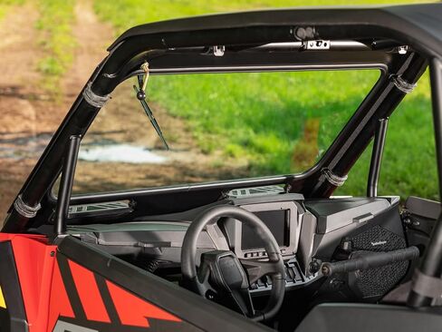 الزجاج الأمامي SuperAtv لـ 2024+ Polaris RZR XP | RZR XP 4 | إطار الألومنيوم | نقطة معتمدة من الزجاج الأمامي السلامة المصنوعة من السلامة | مقاومة الخدش | يشمل المساحات اليدوية in Saudi Arabia