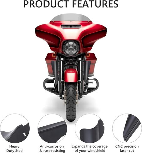 Front Fork Wind Deflectors Windshield for 1995-2024 HD Touring Street Glide Electra Glide Road King CVO FLHT FLHR FLHX (Gloss Black) in Kuwait