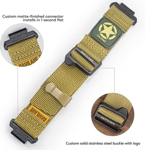 ​16mm Nylon Military Watch Band for G-Shock GD/DW/GW/GA Series (GD-350, DW-5600, GW-6900, GA-100/200/2100) - Quick Release Watch Band with Swappable Patches & G-Hook Closure in Kuwait
