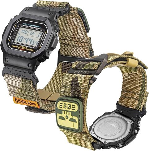 ​16mm Nylon Military Watch Band for G-Shock GD/DW/GW/GA Series (GD-350, DW-5600, GW-6900, GA-100/200/2100) - Quick Release Watch Band with Swappable Patches & G-Hook Closure in Kuwait