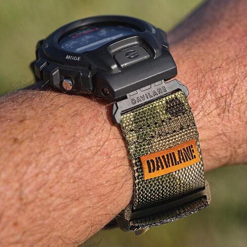 ​16mm Nylon Military Watch Band for G-Shock GD/DW/GW/GA Series (GD-350, DW-5600, GW-6900, GA-100/200/2100) - Quick Release Watch Band with Swappable Patches & G-Hook Closure in Kuwait