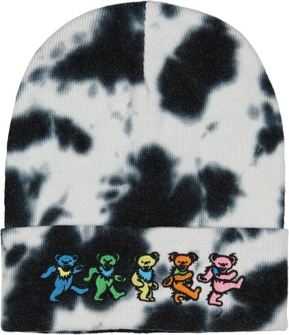 Grateful Dead Embroidered Dancing Bears Tie-Dyed Cuffed Adult Cold Weather Beanie OSFM for Men Women Multicolored in Saudi Arabia