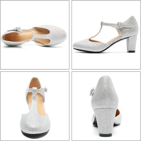 Women's T-Strap Mary Jane Shoes Closed Toe Block Chunky Heels Vintage Casual Dressy Pumps for Work Wedding Party in Kuwait