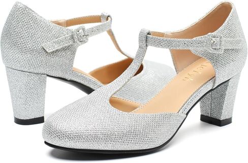 Women's T-Strap Mary Jane Shoes Closed Toe Block Chunky Heels Vintage Casual Dressy Pumps for Work Wedding Party in Kuwait