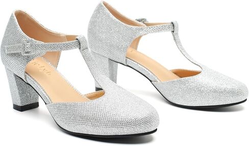 Women's T-Strap Mary Jane Shoes Closed Toe Block Chunky Heels Vintage Casual Dressy Pumps for Work Wedding Party in Kuwait