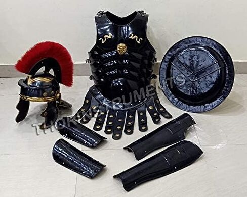 THOR INSTRUMENTS (with device) Medieval Muscle Body Armor Set Roman Centurion Helmet, Leg & Arm Guard, Shield Halloween Costume in Saudi Arabia