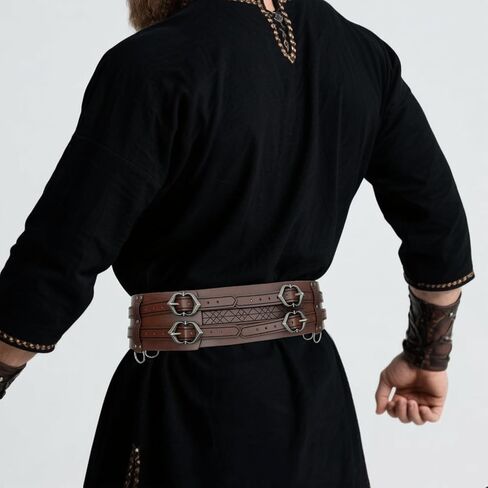 Medieval Viking Wide Belts, Faux Leather Armor Belts, LARP Halloween and Renaissance Costume Accessories Embossed in Saudi Arabia