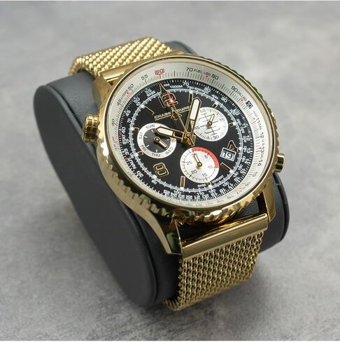 Invicta Chase Durer Flight Commander Men 49.5mm Stainless Steel Gold Black dial Z60 FE Quartz in Saudi Arabia
