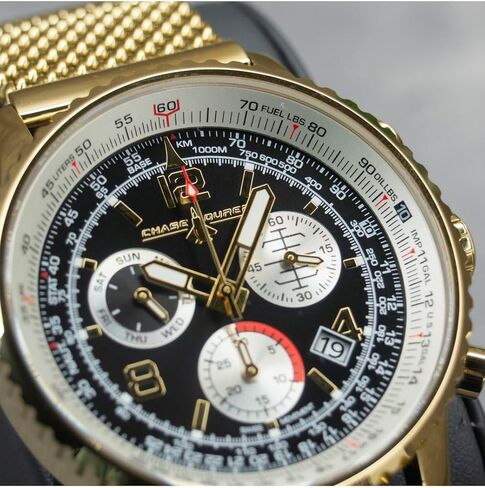 Invicta Chase Durer Flight Commander Men 49.5mm Stainless Steel Gold Black dial Z60 FE Quartz in Saudi Arabia