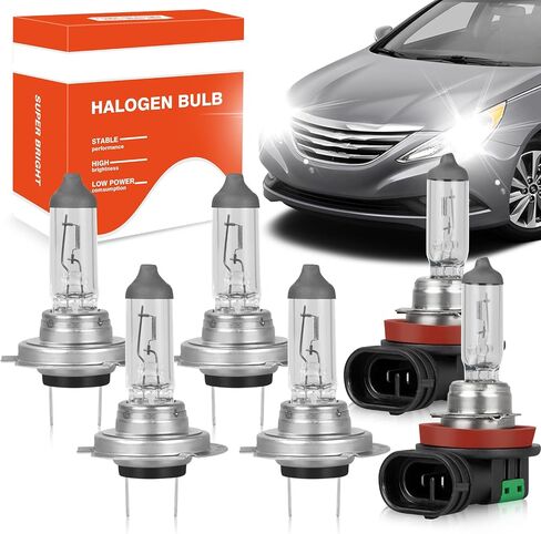 OQSNCV Fit for Hyundai Sonata 2011 2012 2013 2014 Halogen Headlight Bulbs, H7 High Beam + H7 Low Beam+ H8/H9/H11 Fog Headlamp Replacement Bulbs Kit, Pack of 6 in Saudi Arabia