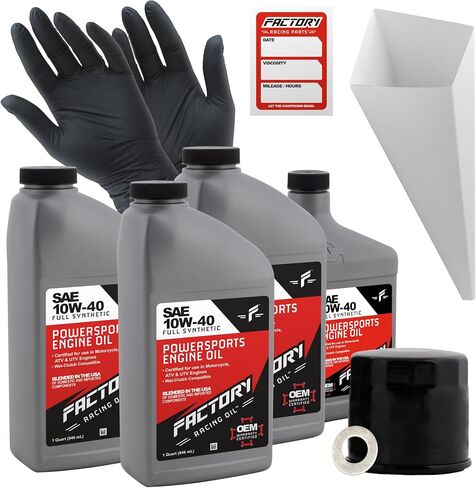 Oil Change Kit compatible with Suzuki AN650 Burgman, TL1000S – Includes 3.5 Quarts of 10W-40 Full Synthetic Oil, 1 Filter, 1 Crush Washer, 1 Funnel, 1 Oil Change Reminder Sticker in Saudi Arabia