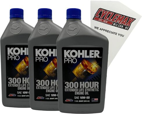 ثلاثة حزمة متوافقة مع Kohler Pro SAE 10W-50 Lifed Life Oil Entary Olt 25 357 72-S يحتوي على ثلاثة كوارت ومسار قمع in Kuwait