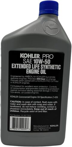 ثلاثة حزمة متوافقة مع Kohler Pro SAE 10W-50 Lifed Life Oil Entary Olt 25 357 72-S يحتوي على ثلاثة كوارت ومسار قمع in Kuwait