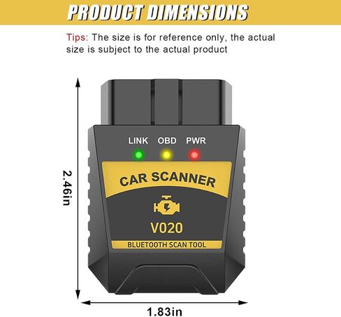 OBD2 Scanner Reader, Car Code Reader Connect to Phone, Bluetooth Wireless Auto Diagnostic Scan Tool, OBD2 Scanner for Reset/Clear Car Engine Error Code, Fits iPhone & Android in Saudi Arabia