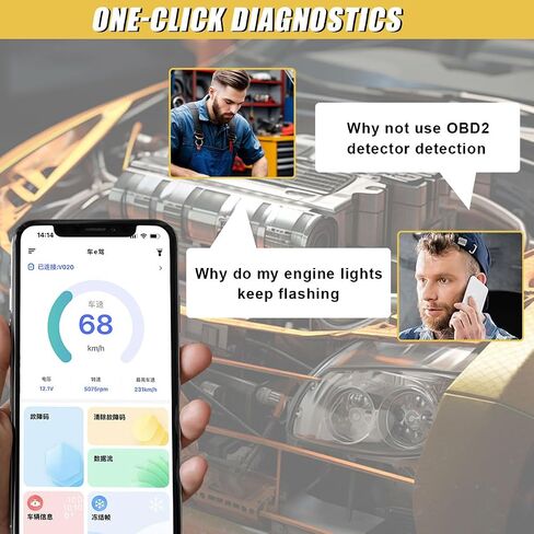 OBD2 Scanner Reader, Car Code Reader Connect to Phone, Bluetooth Wireless Auto Diagnostic Scan Tool, OBD2 Scanner for Reset/Clear Car Engine Error Code, Fits iPhone & Android in Saudi Arabia