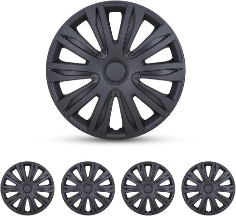 ROXX Set of 4 Black Matte 15-Inch Universal Hubcap Wheel Cover Replacement R15 Hubcaps Wheel Rim Cover ABS Material Exterior Accessories Snap On Car Trunk SUV in Saudi Arabia