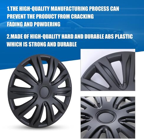 ROXX Set of 4 Black Matte 15-Inch Universal Hubcap Wheel Cover Replacement R15 Hubcaps Wheel Rim Cover ABS Material Exterior Accessories Snap On Car Trunk SUV in Saudi Arabia