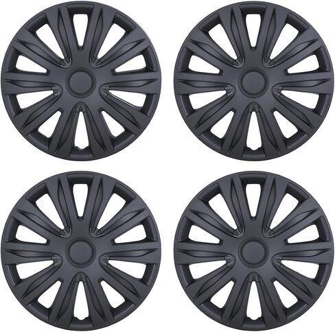 ROXX Set of 4 Black Matte 15-Inch Universal Hubcap Wheel Cover Replacement R15 Hubcaps Wheel Rim Cover ABS Material Exterior Accessories Snap On Car Trunk SUV in Saudi Arabia