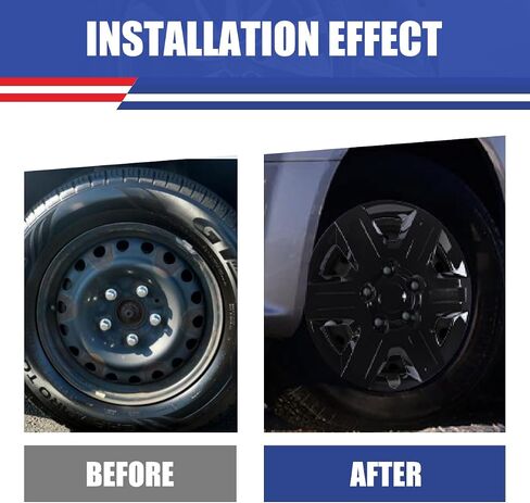 ROXX 16 inch Steel Wheel fits for 2008-2016 Dodge Grand Caravan/2008-2010 Chrysler Town & Country,Hubcaps 4 Pieces-Black Lacquer + Bolt-On Installation in Saudi Arabia