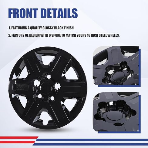 ROXX 16 inch Steel Wheel fits for 2008-2016 Dodge Grand Caravan/2008-2010 Chrysler Town & Country,Hubcaps 4 Pieces-Black Lacquer + Bolt-On Installation in Saudi Arabia