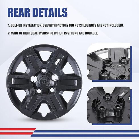 ROXX 16 inch Steel Wheel fits for 2008-2016 Dodge Grand Caravan/2008-2010 Chrysler Town & Country,Hubcaps 4 Pieces-Black Lacquer + Bolt-On Installation in Saudi Arabia