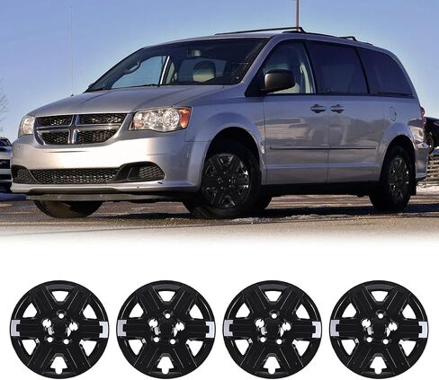 ROXX 16 inch Steel Wheel fits for 2008-2016 Dodge Grand Caravan/2008-2010 Chrysler Town & Country,Hubcaps 4 Pieces-Black Lacquer + Bolt-On Installation in Saudi Arabia