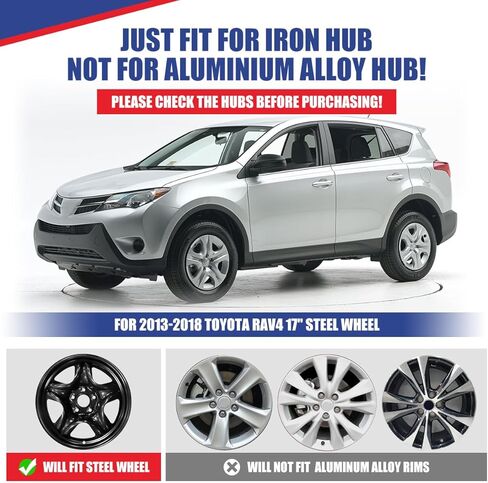 Nixon Offroad 17 Inch Hubcaps Fit for 2013-2018 Toyota RAV4, Compatible with Toyota RAV4 17'' Steel Wheels, PP Material Hub Caps Set of 4 (17-Inch, Black Lacquer & Silver Lacquer) in Saudi Arabia