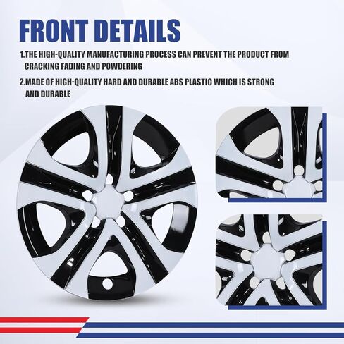 Nixon Offroad 17 Inch Hubcaps Fit for 2013-2018 Toyota RAV4, Compatible with Toyota RAV4 17'' Steel Wheels, PP Material Hub Caps Set of 4 (17-Inch, Black Lacquer & Silver Lacquer) in Saudi Arabia