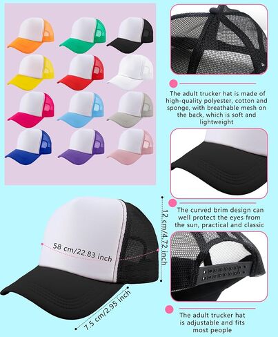 16 حزمة قبعات سائقي الشاحنات التسامي الكبار DIY قبعة بيسبول فارغة الصيف قبعات سائقي الشاحنات السائبة in Saudi Arabia