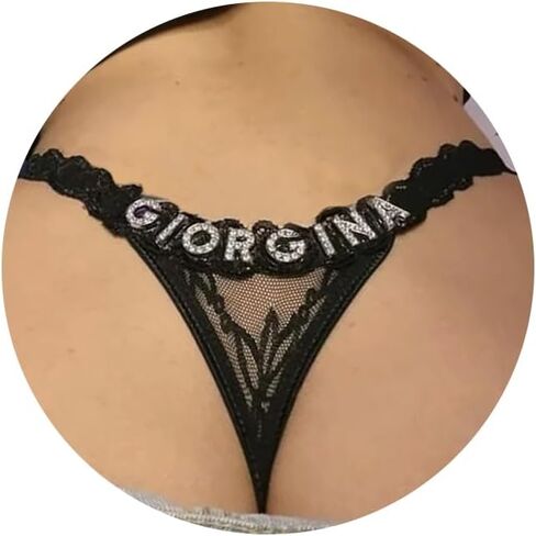 Personalized Name Underwear for Women Custom Lace G String Thongs with Crystal Letter Sexy Low Waist T Back Panties in Saudi Arabia