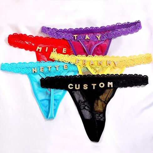 Personalized Name Underwear for Women Custom Lace G String Thongs with Crystal Letter Sexy Low Waist T Back Panties in Saudi Arabia