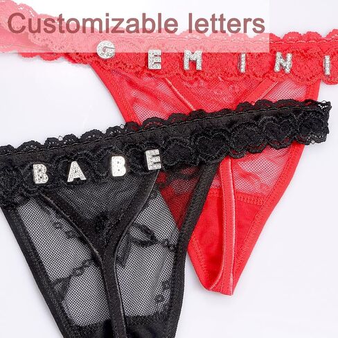 Personalized Name Underwear for Women Custom Lace G String Thongs with Crystal Letter Sexy Low Waist T Back Panties in Saudi Arabia