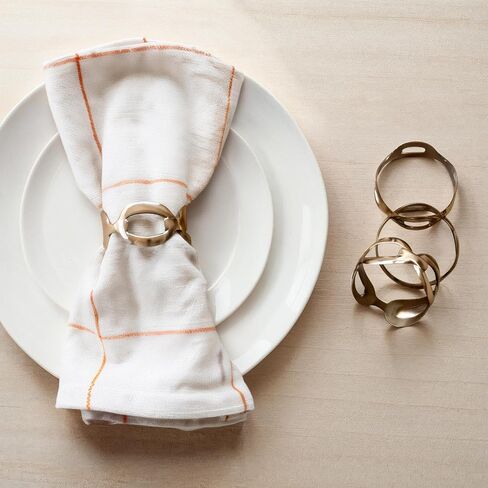 Creative Co-Op Metal Twisted Napkin Rings, Gold Finish, Set of 4 in Saudi Arabia