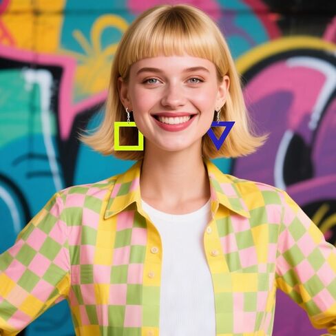 Neon Triangle & Square Earrings 3 Pairs Dangle Jewelry Retro Rave Party 80s 90s Accessories for Women Outfit in Saudi Arabia