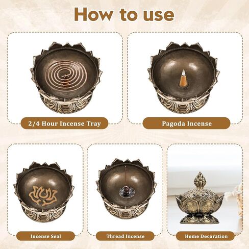 Classic Lotus Incense Burner Vintage Lotus Incense Burner Holder Mini Lotu Cone Incenses Holder Charcoal Lotuss Flower Shaped Incenses Holders Classic for Stick and Metal, 2.75 X 2.87inch in Saudi Arabia