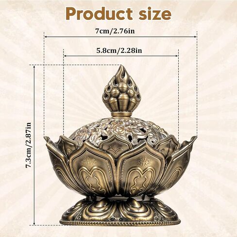 Classic Lotus Incense Burner Vintage Lotus Incense Burner Holder Mini Lotu Cone Incenses Holder Charcoal Lotuss Flower Shaped Incenses Holders Classic for Stick and Metal, 2.75 X 2.87inch in Saudi Arabia