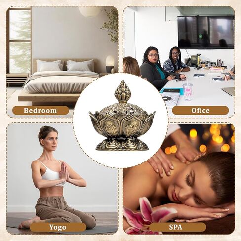 Classic Lotus Incense Burner Vintage Lotus Incense Burner Holder Mini Lotu Cone Incenses Holder Charcoal Lotuss Flower Shaped Incenses Holders Classic for Stick and Metal, 2.75 X 2.87inch in Saudi Arabia