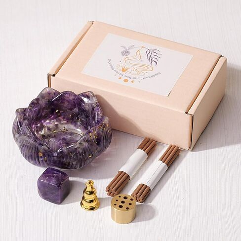 Crystal Incense Burner, Flower Incense Holder Tray - Natural Handmade Incense Burner Ashtray for Yoga, Spa Room in Saudi Arabia
