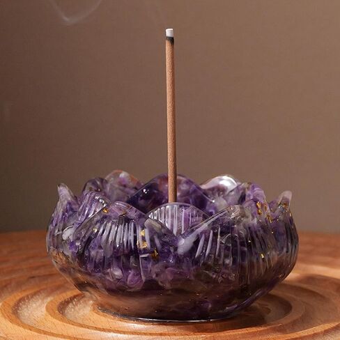 Crystal Incense Burner, Flower Incense Holder Tray - Natural Handmade Incense Burner Ashtray for Yoga, Spa Room in Saudi Arabia