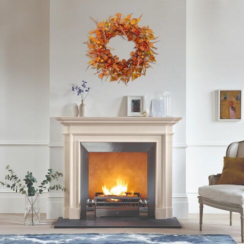 Fall Wreaths For Front Door 22 Inch Artificial Autumn Wreath with Eucalyptus leaves、Pumpkin、Red berries、Fall leaves suitable for Indoor Outdoor Porch Harvest Festival Thanksgiving Day Farmhouse Decor. in Saudi Arabia