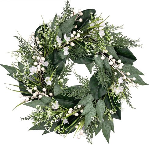 20'' Eucalyptus Wreath for Front Door, Porch, Window - Green Decoration for Home, Farmhouse - Spring, Summer, Autumn, All Seasons in Saudi Arabia