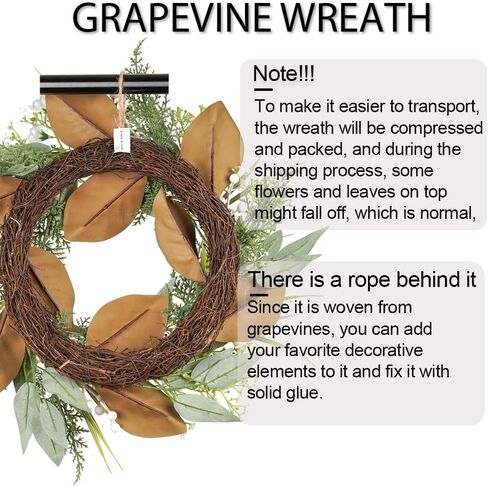 20'' Eucalyptus Wreath for Front Door, Porch, Window - Green Decoration for Home, Farmhouse - Spring, Summer, Autumn, All Seasons in Saudi Arabia