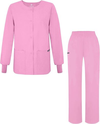 Adar Universal Women's Scrub Set - Warm-Up Scrub Jacket and Elastic Pull-On Pants in Saudi Arabia