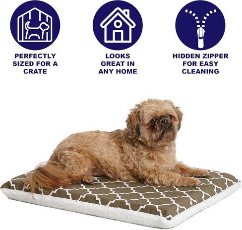 MidWest Homes for Pets Quiet Time Teflon Defender Dog Beds; Pet Beds Designed to Fit Folding Metal Dog Crates, Brown & White Geometric Pattern, 30-Inch in Kuwait