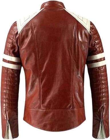 Brad Pitt Fight Club FC Tyler Durden Mayhem Red Leather Jacket in Saudi Arabia