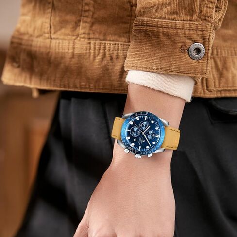 Ln Lenqin Mens Watches Leather Wather Watch Watchenog Watch for Men Men Luminous Luxury Fashion Business عرضة 30 مترًا معصمًا للرجال المعصمين مع تاريخ in Kuwait
