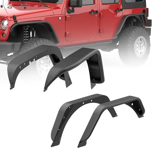 4 PCS Frend Fender Flares Flares Mud Guards متوافق مع Jeep Wrangler JK JKU Unlimited 2-Door/4-Door 2007-2018 ، و Guard Mud Guard Heafty Steel Wheel Guard Fender in Kuwait