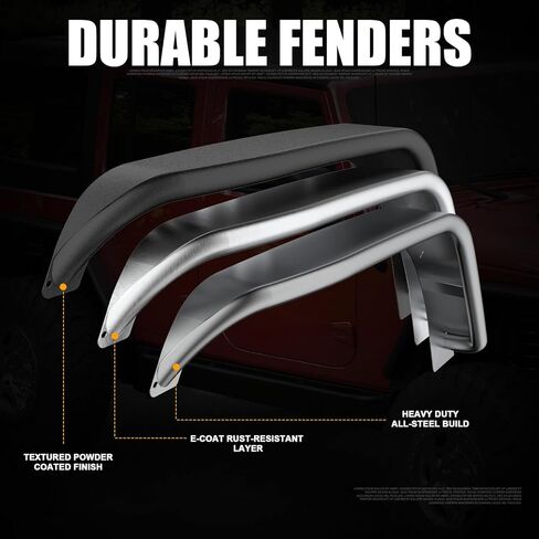 4 PCS Frend Fender Flares Flares Mud Guards متوافق مع Jeep Wrangler JK JKU Unlimited 2-Door/4-Door 2007-2018 ، و Guard Mud Guard Heafty Steel Wheel Guard Fender in Kuwait
