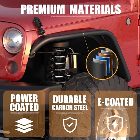 4 PCS Frend Fender Flares Flares Mud Guards متوافق مع Jeep Wrangler JK JKU Unlimited 2-Door/4-Door 2007-2018 ، و Guard Mud Guard Heafty Steel Wheel Guard Fender in Kuwait